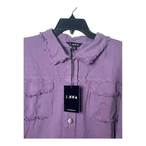 0636. J.NNA JEAN‎ JACKET LAVENDER IN COLOR WITH “ROCK AND ROLL” LETTER JACKET - Picture 7 of 11